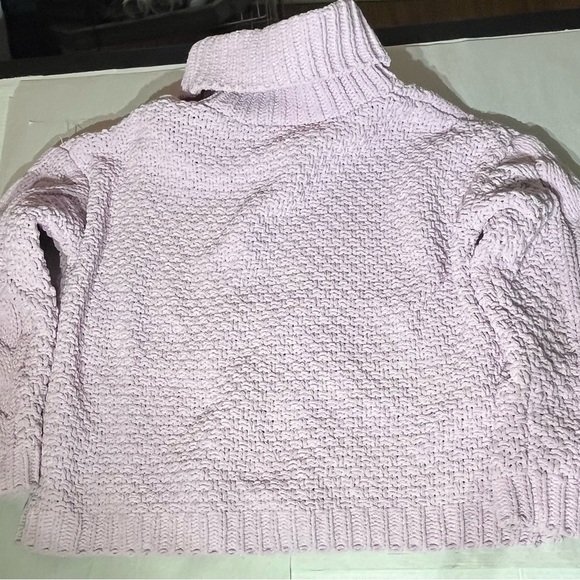 Lavender Cable Knit Crop Turtleneck Sweater grandma core Large - Picture 2 of 8
